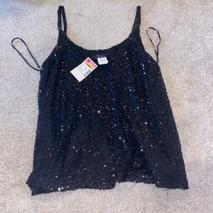 NEW black sequin tank top